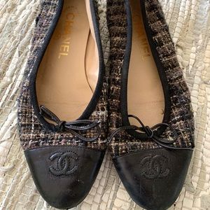 Chanel tweed flats